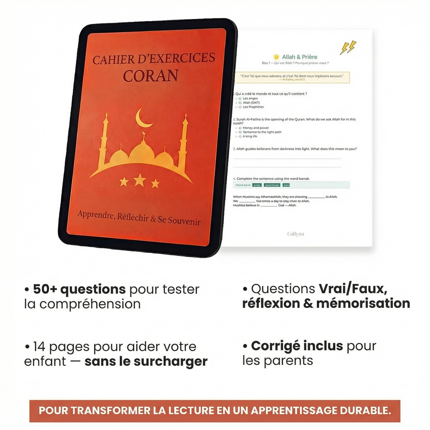 Cahier d'exercices Coran